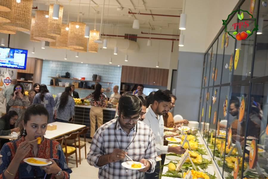 Refreshing Pause Employees Enjoy The Spread